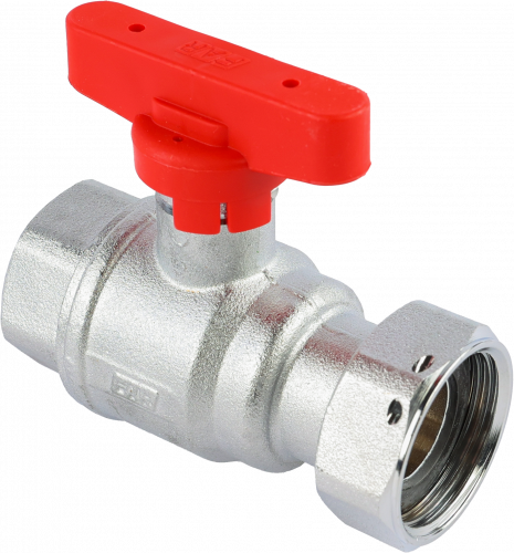 Кран шаровой FAR 3/4"-1", ВР-накидная гайка EPDM, красн. бабочка, хром